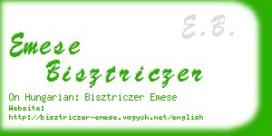 emese bisztriczer business card